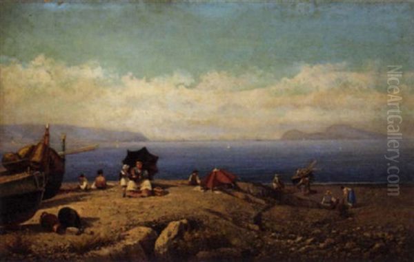 A Picnic On The Neapolitan Coast Oil Painting by Giuseppe Laezza