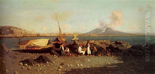 The Bay Of Naples From Posilippo Oil Painting by Giuseppe Laezza