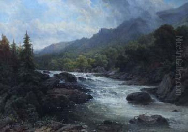 On The Llugwy, 
North Wales Oil Painting by George Law Beetholme