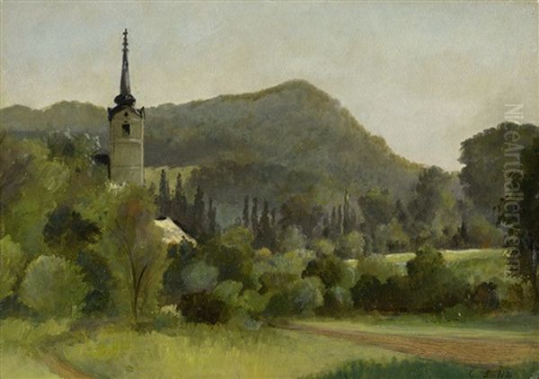 Partie Im Wienerwald Mit Kirchturm Oil Painting by Carl Lafite