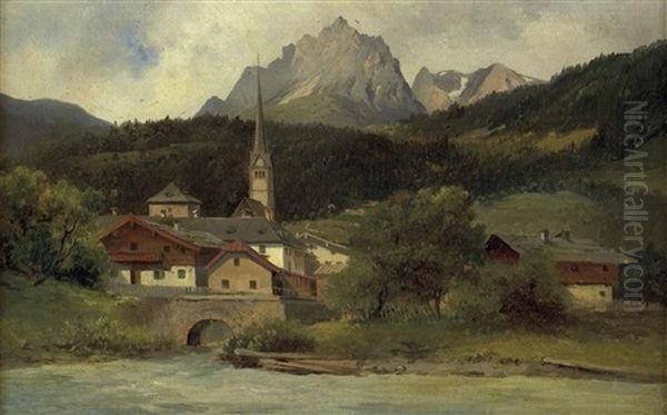 Bischofshofen Mit Tennengebirge Oil Painting by Carl Lafite