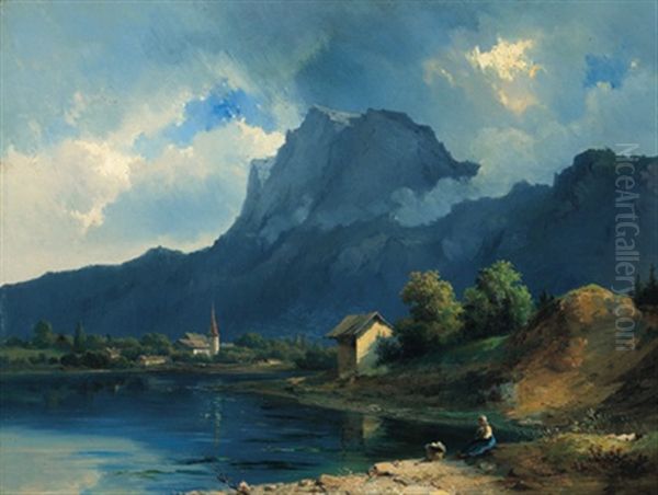 Aus Dem Salzkammergut Oil Painting by Carl Lafite