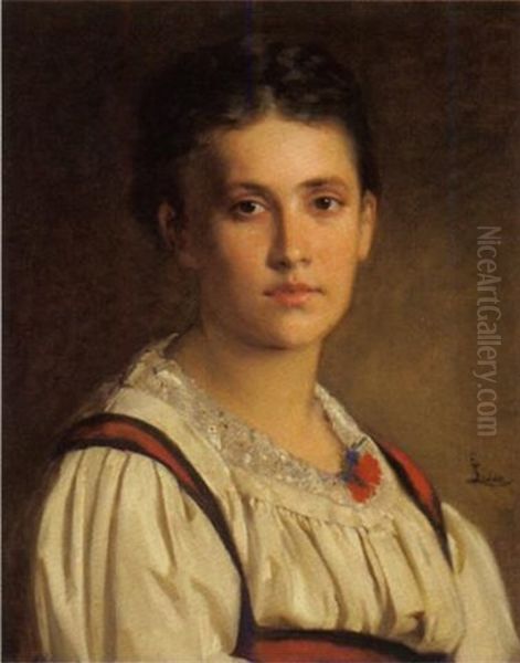 Portrait Einer Jungen Frau In Tracht Oil Painting by Carl Lafite