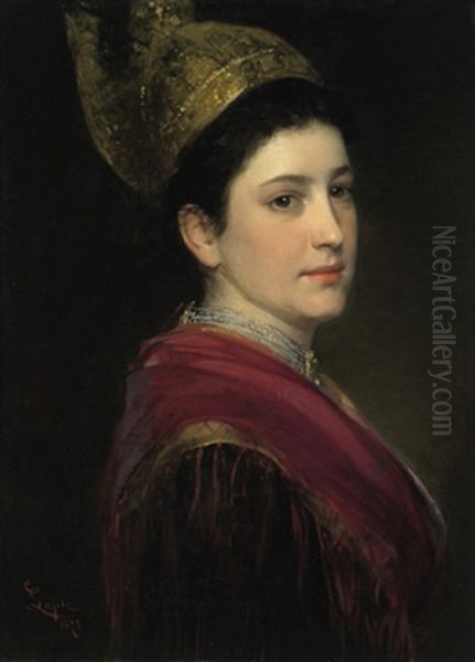 Dame Mit Goldhaube Oil Painting by Ernst Lafite