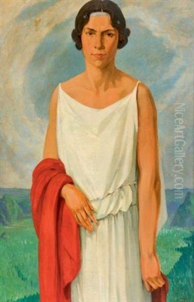 Portrait De Florence Vetue A L'antique Oil Painting by Luc Lafnet