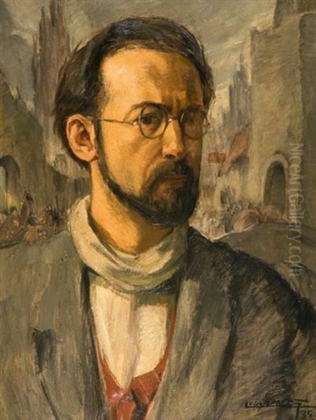 Autoportrait Aux Lunettes Oil Painting by Luc Lafnet