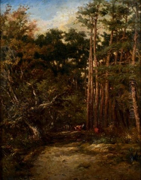 Paysan En Foret Oil Painting by Pierre Michel Lafon de Camarsac