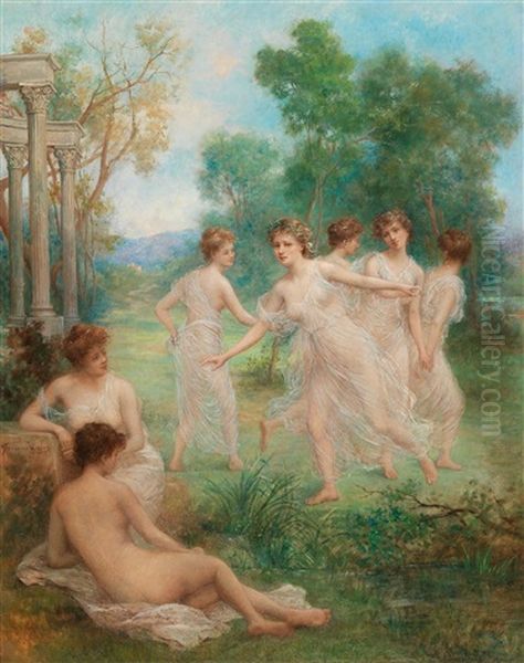 Nymphs Dancing Oil Painting by Francois Lafon