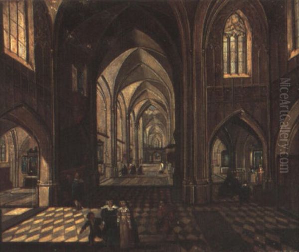 Interieur D'eglise Oil Painting by Pierre-Joseph Lafontaine