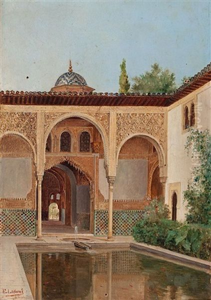 Patio De La Alhambra Oil Painting by Eduardo Lafore Alfaro