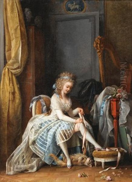 Jeune Femme A Sa Toilette Oil Painting by Niklas Lafrensen the Younger