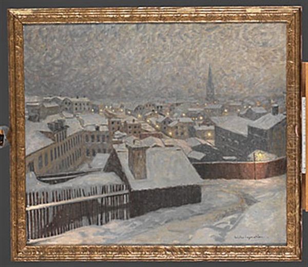 Skymning, Motiv Fran Kungsholmen Oil Painting by Victor Lagerstroem