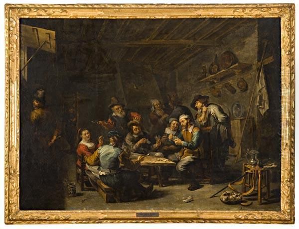 Giocatori Di Carte In Taverna Oil Painting by Cornelis (Pietersz.) Bega