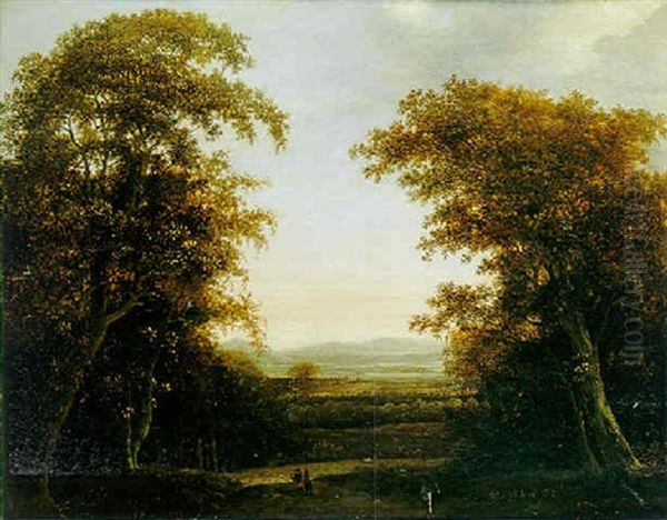 Paysage De La Campagne Hollandaise Avec Une Allee Dans Un Sous-bois by Jan De Lagoor