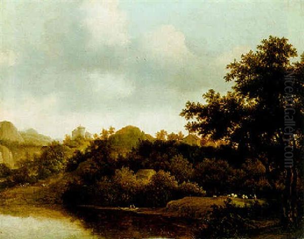 Waldlandschaft Mit Einem Teich Oil Painting by Jan De Lagoor