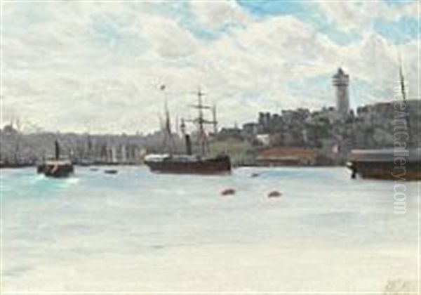 View From Constantinople Oil Painting by Lev Felixovich Lagorio