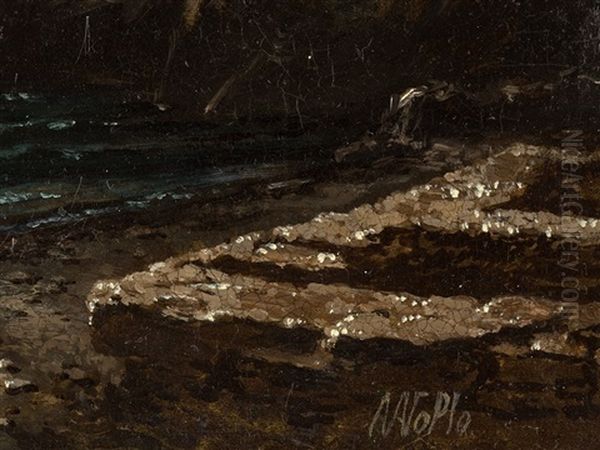 Moonlit Seascape Oil Painting by Lev Felixovich Lagorio