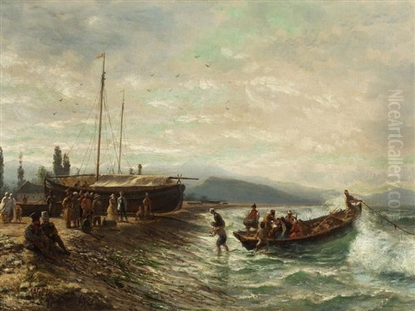 Approaching The Crimean Coast Oil Painting by Lev Felixovich Lagorio