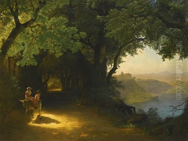 View Of Castel Gandolfo And Lake Albano Oil Painting by Lev Felixovich Lagorio