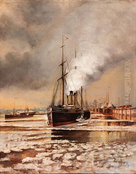 Port Scene Oil Painting by Lev Felixovich Lagorio