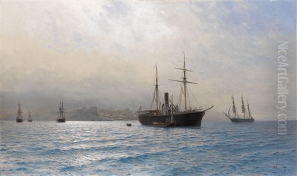 Ships On A Calm Sea by Lev Felixovich Lagorio