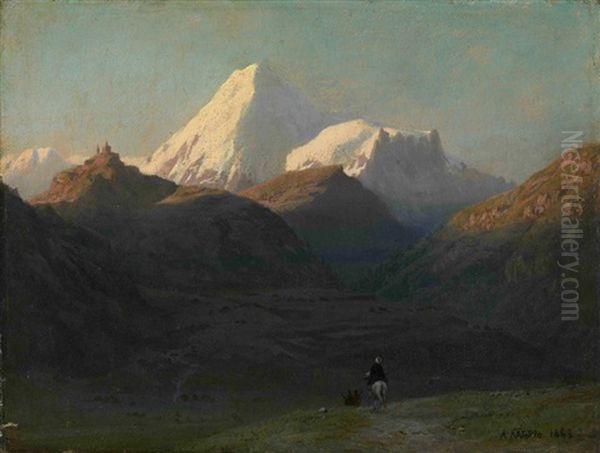 Mountain Landscape Oil Painting by Lev Felixovich Lagorio