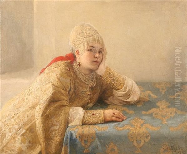 Boyarina Oil Painting by Lev Felixovich Lagorio