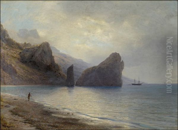 Rocks By The Coast Of Crimea Oil Painting by Lev Felixovich Lagorio