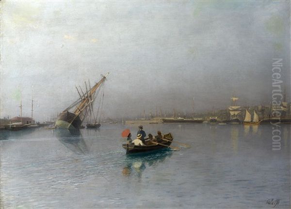 Harbour Scene Oil Painting by Lev Felixovich Lagorio