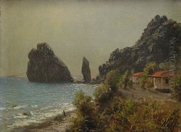 The Rocks Off The Crimean Coast Oil Painting by Lev Felixovich Lagorio