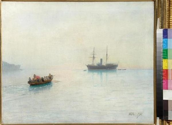 Segelschiff Und Ruderboot Oil Painting by Lev Felixovich Lagorio