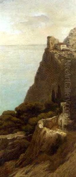 Cliff-top Dwelling Oil Painting by Lev Felixovich Lagorio