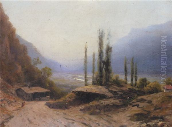 Caucasian Landscape Oil Painting by Lev Felixovich Lagorio