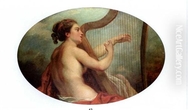 La Joueuse De Harpe Oil Painting by Jean Jacques Lagrenee the Younger