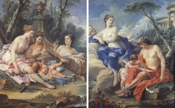 Trois Nymphes Et L'amour Oil Painting by Jean Jacques Lagrenee the Younger