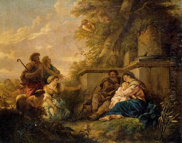 The Rest On The Flight Into Egypt Oil Painting by Jean Jacques Lagrenee the Younger