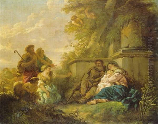 The Rest On The Flight Into Egypt Oil Painting by Jean Jacques Lagrenee the Younger