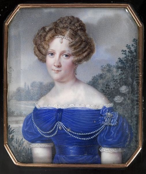 A Portrait Of A Lady-in-waiting Oil Painting by Anthelme Francois Lagrenee