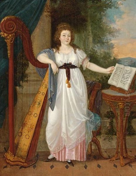 Portrait D'une Musicienne Oil Painting by Anthelme Francois Lagrenee