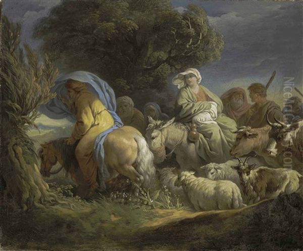 The Return Of Abraham To The Land Of Canaan Oil Painting by Louis Jean Francois Lagrenee