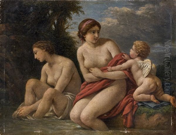 Deux Baigneuses Et Un Amour Oil Painting by Louis Jean Francois Lagrenee