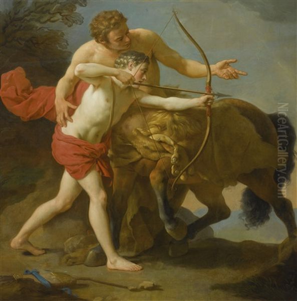 The Centaur Chiron Instructing Achilles Oil Painting by Louis Jean Francois Lagrenee