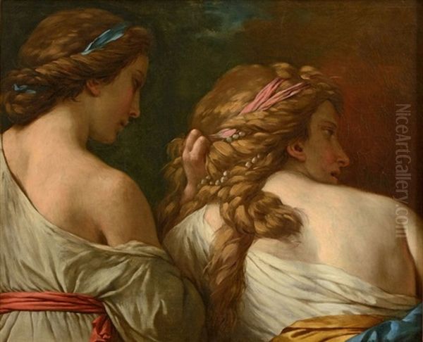 Deux Nymphes Oil Painting by Louis Jean Francois Lagrenee