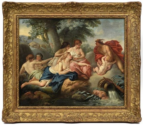 Scenes Mythologiques, Dont Mercure Confiant Le Bebe Bacchus Aux Nymphes De Nysa (pair) Oil Painting by Louis Jean Francois Lagrenee