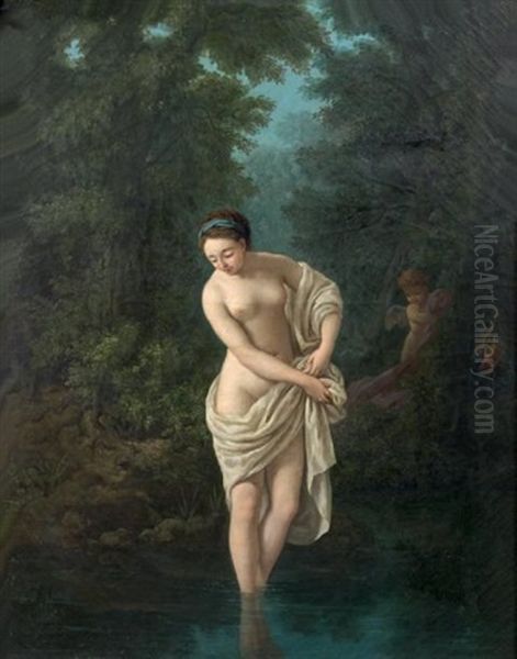 Venus Au Bain, Observee Par Cupidon by Louis Jean Francois Lagrenee