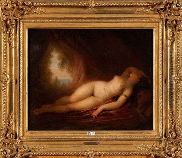 Jeune Fille Nue Endormie Dans Une Grotte by Louis Jean Francois Lagrenee