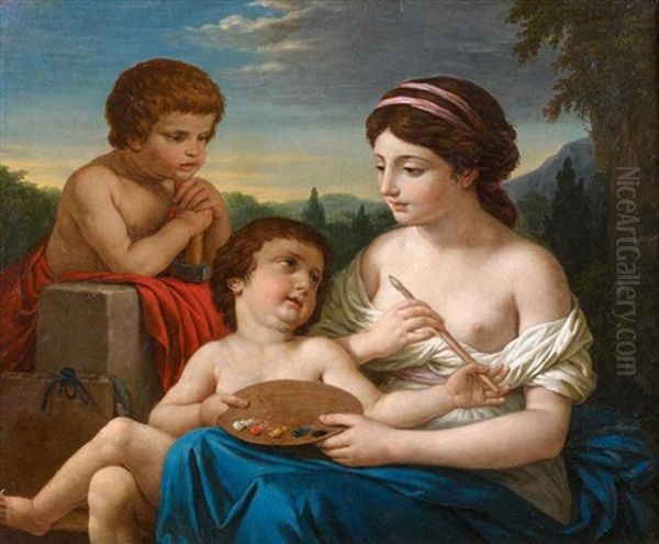 Allegorie De La Peinture Et De La Sculpture Oil Painting by Louis Jean Francois Lagrenee