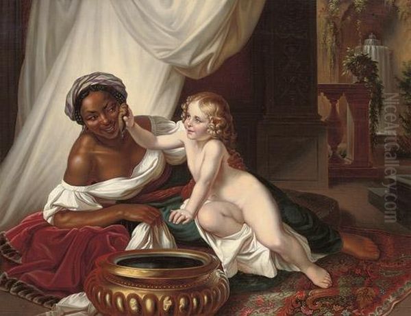 Bathtime Oil Painting by Karl Begas