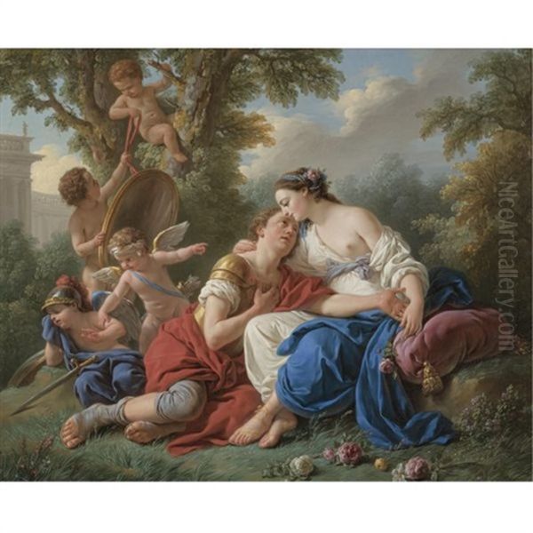 Rinaldo And Armida Oil Painting by Louis Jean Francois Lagrenee