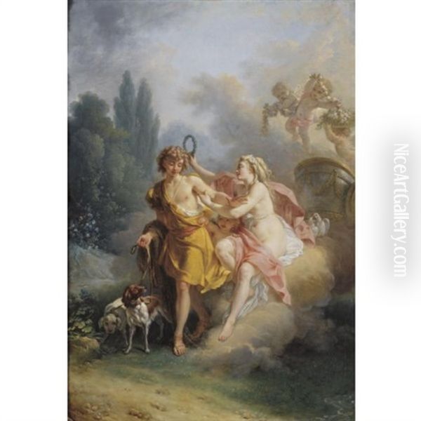 Venus And Adonis by Louis Jean Francois Lagrenee